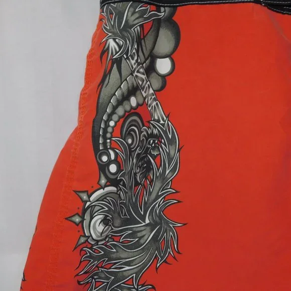 Quiksilver Mens 38 Unlined Orange Black Gray Board Shorts - Picture 6 of 9